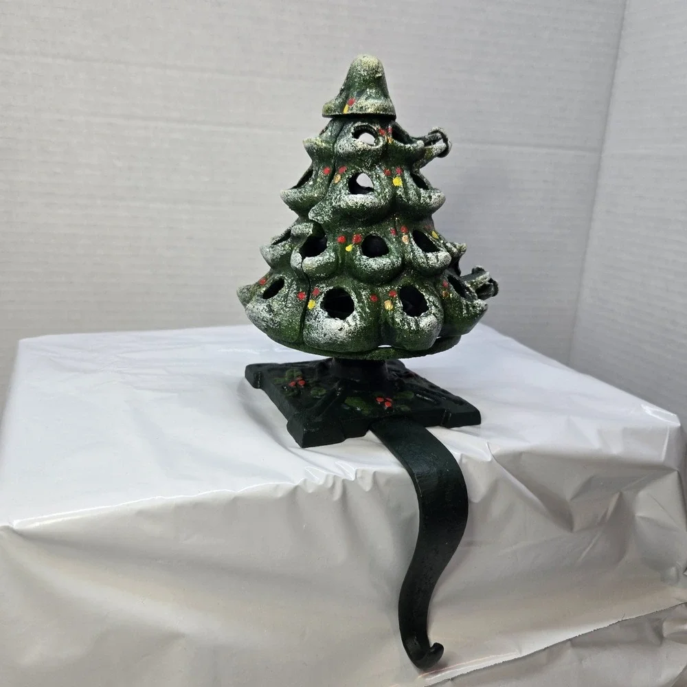 Vintage‎ cast iron indoor outdoor christmas tree candle holder 10